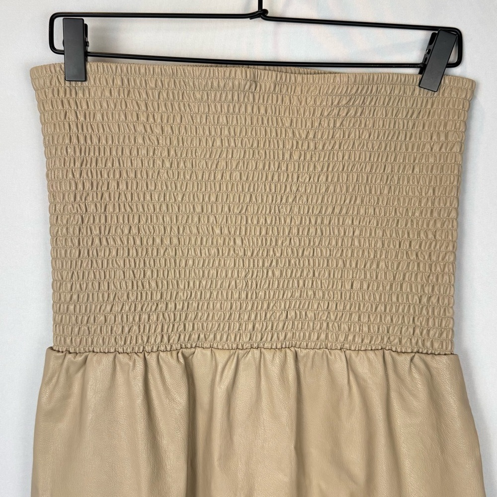 NWT Commando Faux Leather Smocked Dress Strapless Tan Medium Large Festival - Picture 5 of 9